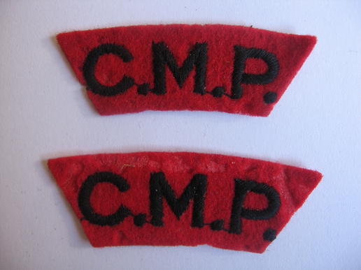 WW2 British set of Corps of Military Police shoulder titles