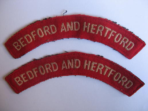 British set of Bedford and Hertford shoulder titles