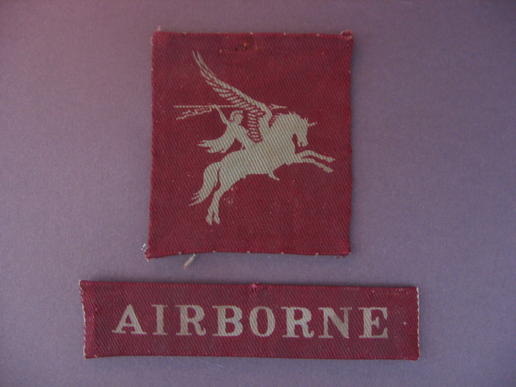 WW2 British made set of a printed Pegasus and matching Airborne strip.