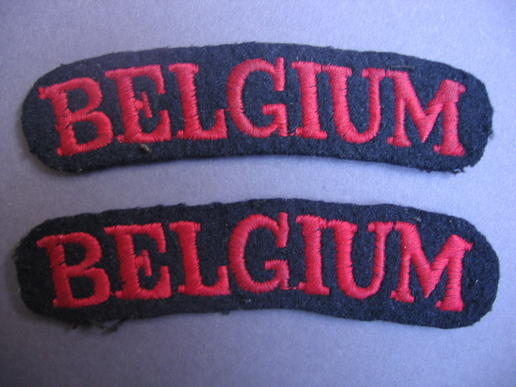 Nicely British made matching pair of BELGIUM shoulder title's