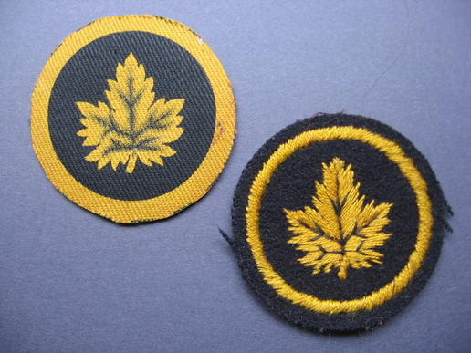 Two British made Canadian Military Headquarters shoulder patches