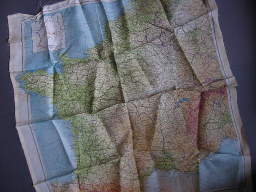 Good and SCARCE 'Zones of France' silk escape map, SOE and Airborne related