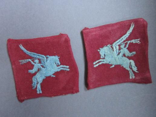 A very nice and issued set of embroided taylor made 'Cherry' type Pegasus arm formation signs