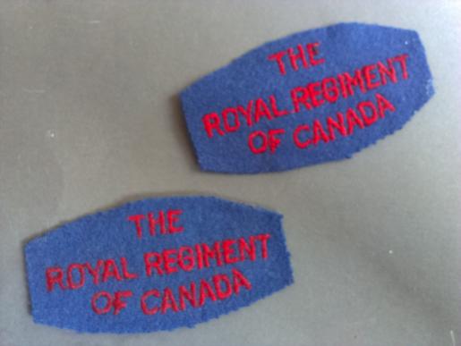 A nice example of a matching set of Canadian made The Royal Regiment of Canada shoulder title's