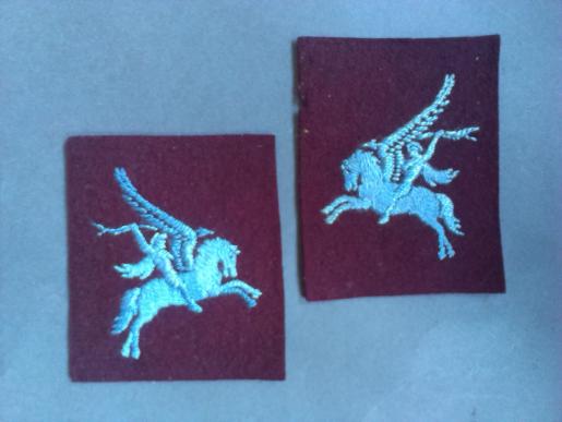 A nice and un-issued set of mid war period embroided so called 'taylor made i.e private purchase' Airborne 'Pegasus' Divisional formation signs 