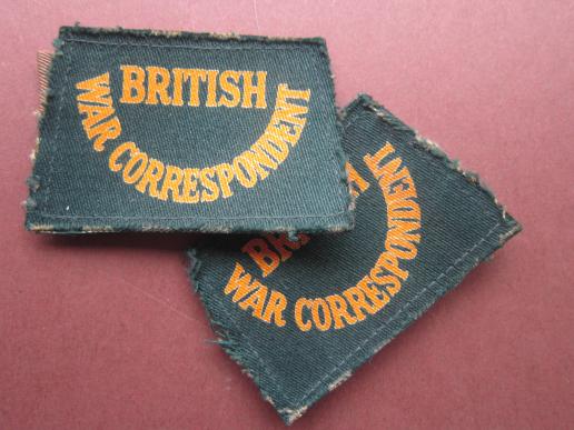 A perfect and rare set of printed British War Correspondent shoulder titles i.e slip-ons