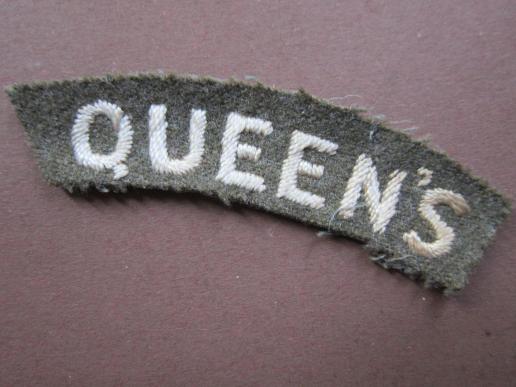 A good early wartime Queens Regiment shulder title
