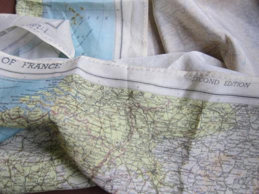 A good and SCARCE to find 2nd editon March'44 dated 'Zones of France' silk escape map, SOE and Airborne related