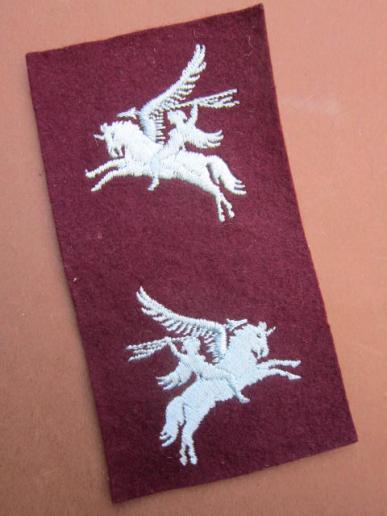 A neat set of un-issued embroided Airborne 'Pegasus' Division shoulder formation signs