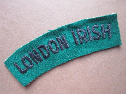 A nice and difficult to find '20 or '30 era London Irish cloth shulder title