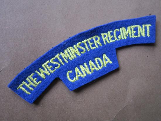A nice embroided Canadian shoulder title to The Westminster Regiment