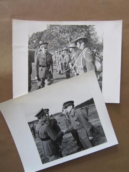 A nice little set of two original photo prints made during a visit by General Sir Bernard Paget of the Free Norwegian Forces on 27.05.42  and 07.05.43