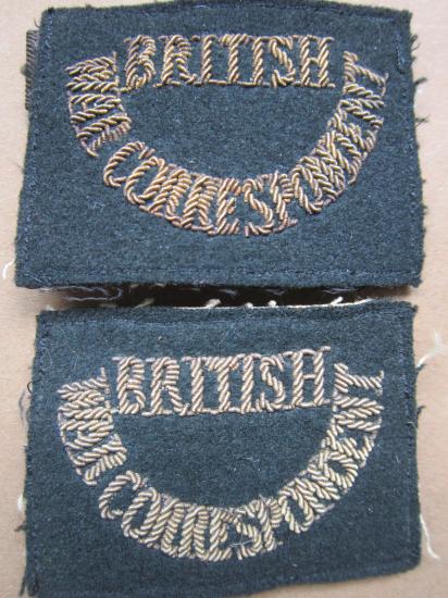 A perfect matching and rare set of with bullion embroided British War Correspondent shoulder titles i.e slip-ons