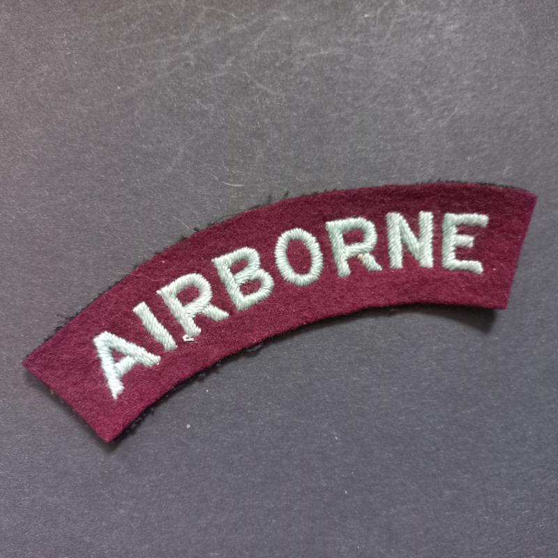 A neat example of a single, but nevertheless difficult to find mid war period curved Airborne shoulder title