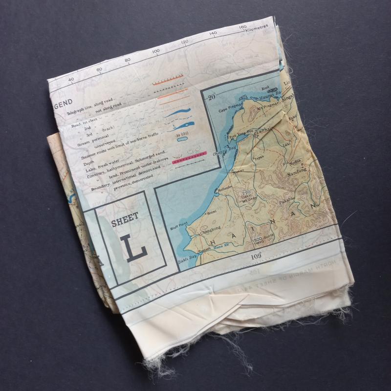 A attractive British RAF (Royal Air Force) - double sided full colour - silk escape map with sheets L and M covering parts of China and French Indo China (Vietnam)
