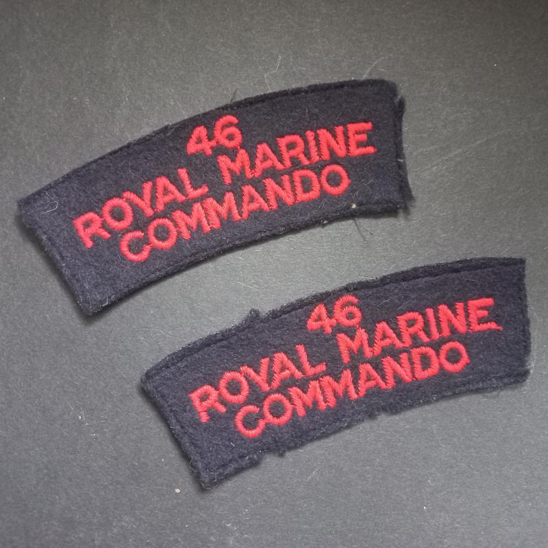 A superb full matching (late war i.e early post war) 46 Royal Marine Commando embroided shoulder titles