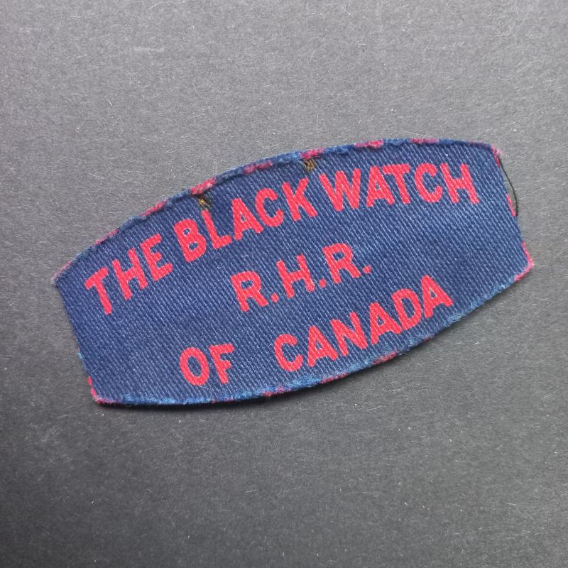 A attractive - albeit regrettably single - typical British made (printed) Canadian The Black Watch of Canada shoulder title