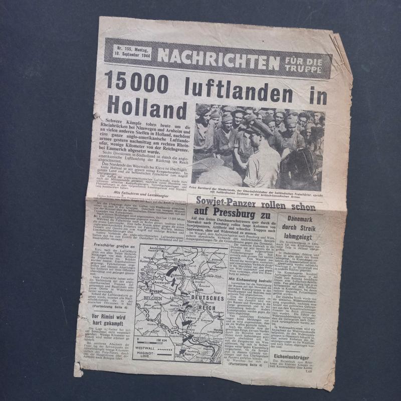 A superb edition of a German Nachtrichten für die Truppen newspaper, number 155 18 September 1944 dated