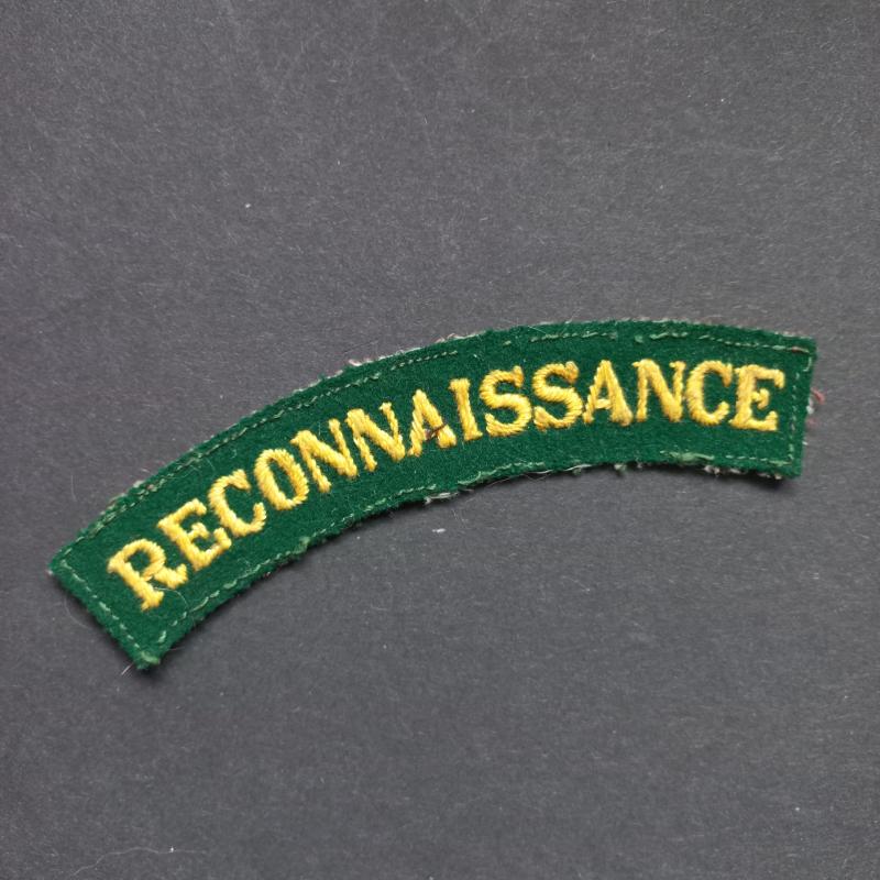 A attractive and nicely embroided Reconnaissaince shoulder title with a so called 'serif type' lettering