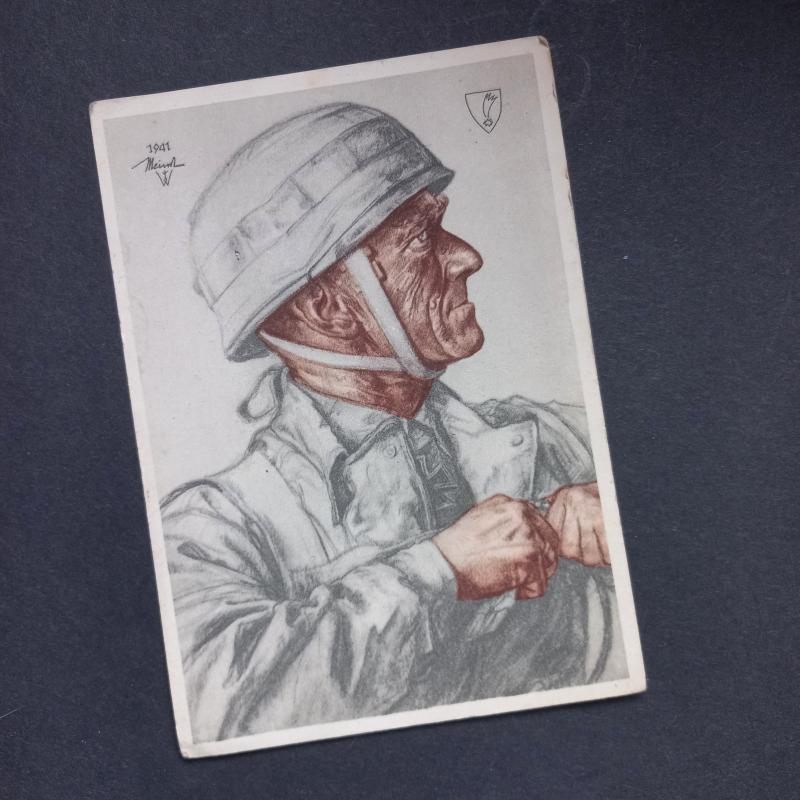 A superb so called German WW2 Willich coloured propaganda post card of Generalmajor Meindl