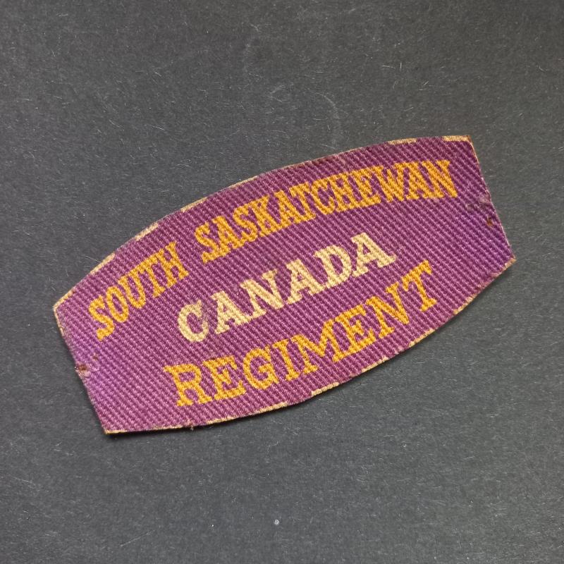 A attractive - British made by Calico printers - Canadian South Saskatchewan Regiment shoulder title