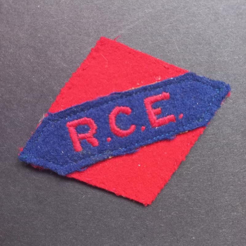 A British i.e Canadian made First Canadian Army R.C.E. (Royal Canadian Engineers) embroided shoulder title i.e patch