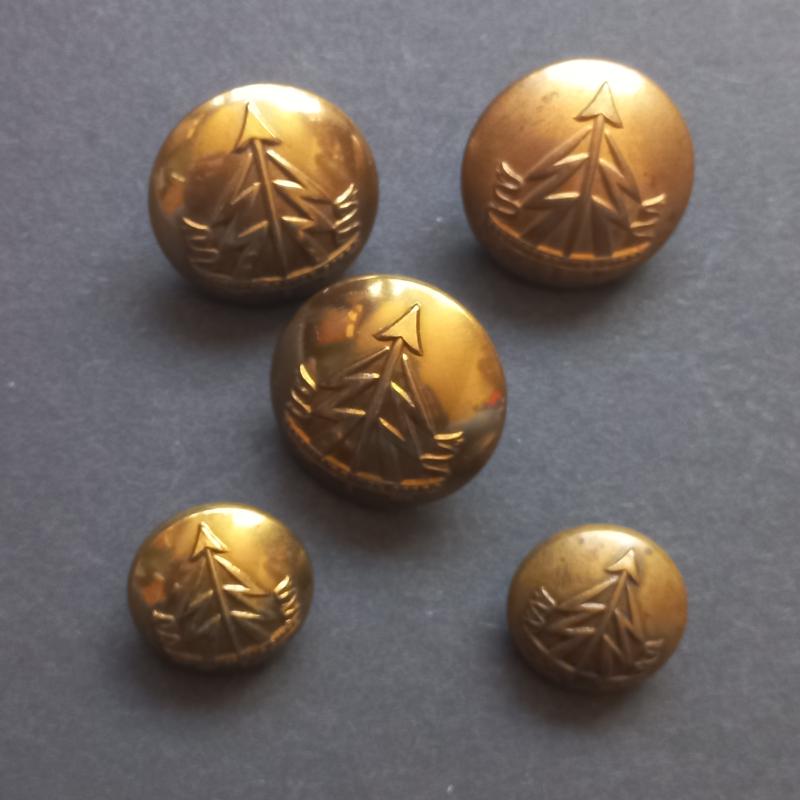A nice little set of five (three large and two small) British Reconnaissance Corps Officers tunic buttons