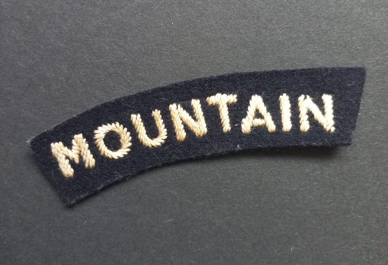 A superb British made Mountain shoulder title (BoBD no.3178)