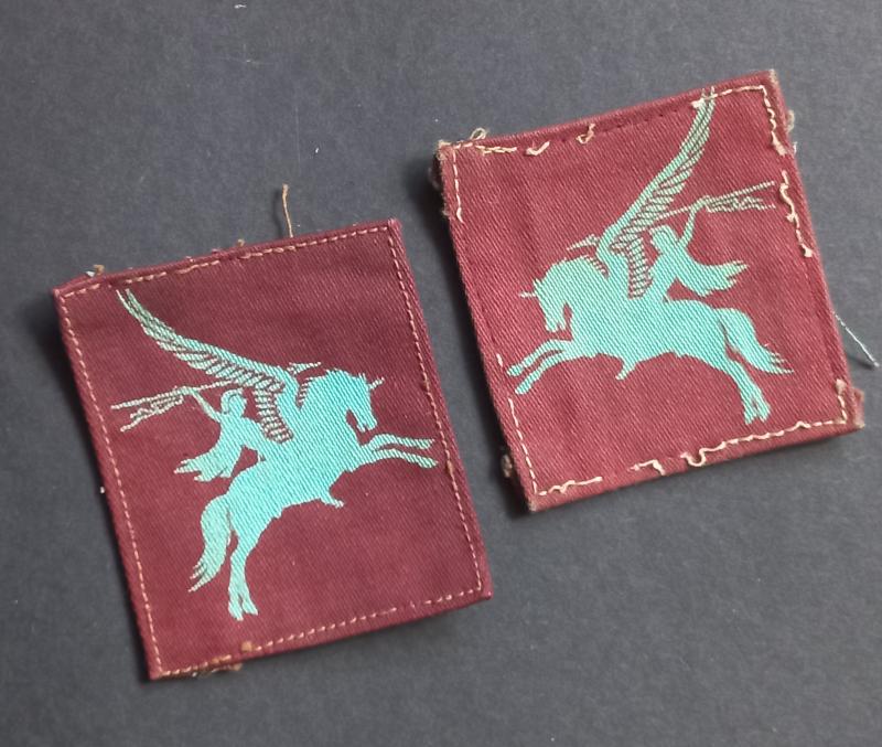 A attractive pair of issued - removed from uniform - printed Airborne 'Pegasus' Division shoulder formation signs