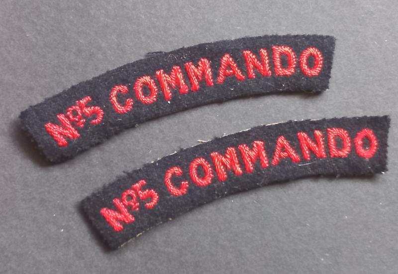A superb - full matching - set of Number 5 Commando shoulder titles
