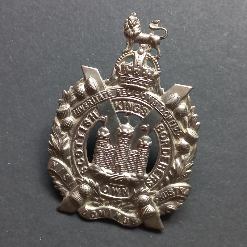 A attractive (nickel plated) KOSB (Kings Own Scottish Borderers) cap badge