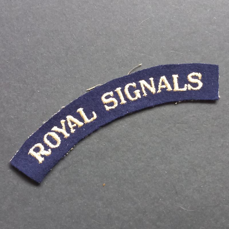 A attractive - albeit regrettably single - serif type lettering Royal Signals shoulder title