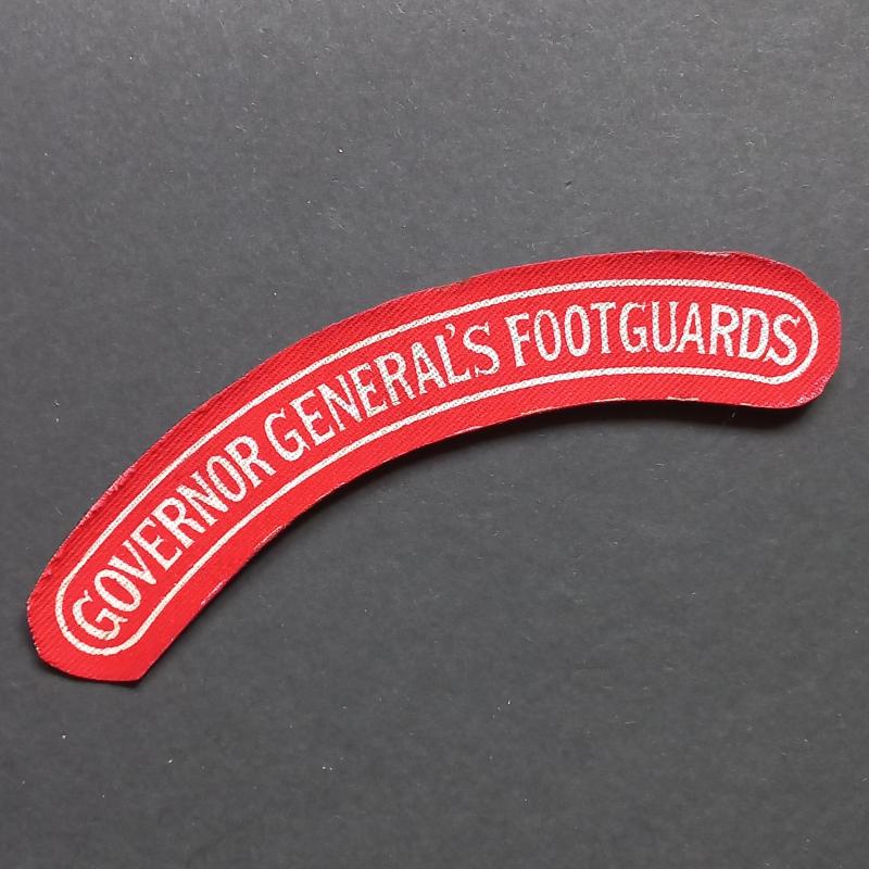 A attractive British made - by Calico Printers - Canadian Governor General's FootGuards shoulder title