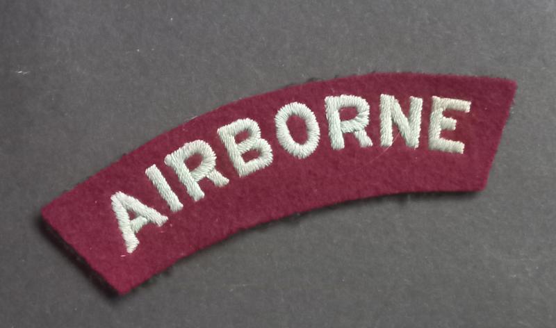 A neat example of a regrettably single (but nevertheless difficult to find) mid war period curved Airborne shoulder title