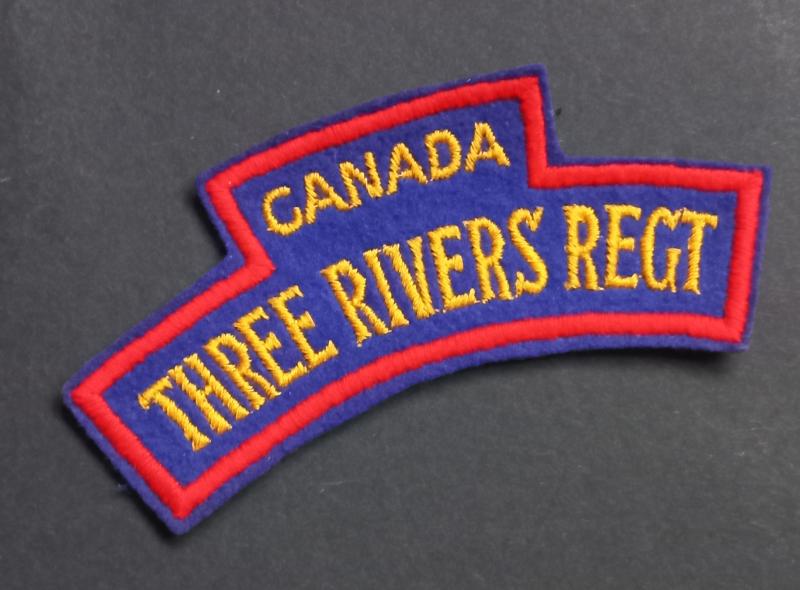 A attractive - albeit regrettably single - British made Canadian Three Rivers Regiment embroided shoulder title