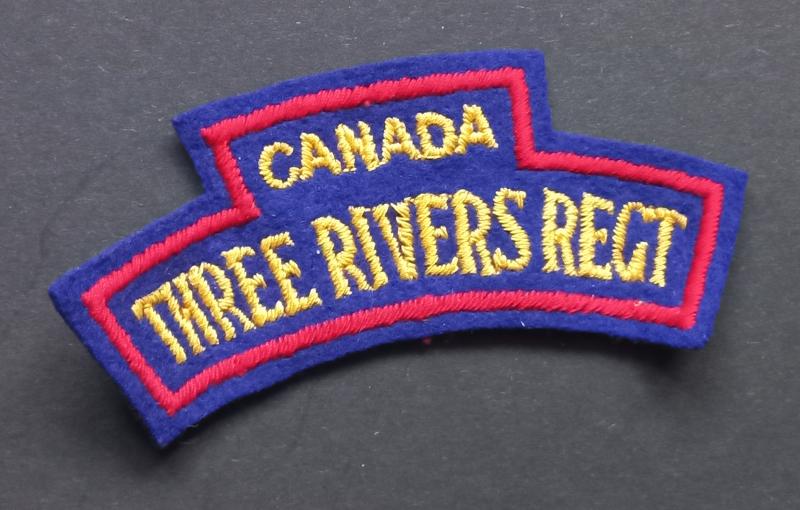 A attractive - albeit regrettably single - British made Canadian Three Rivers Regiment embroided shoulder title