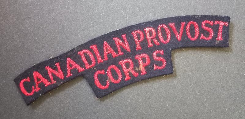 A attractive (most likely early hand made - not seen before type) Canadian Provost Corps embroided shoulder title