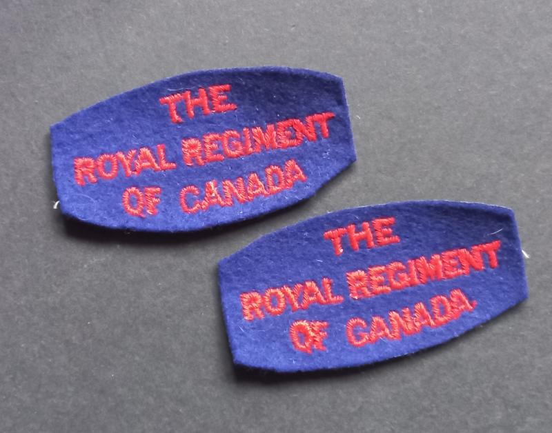 A perfect - full matching - un-issued set of (British made) Canadian The Royal Regiment of Canada, 2nd Infantry Division shoulder title's