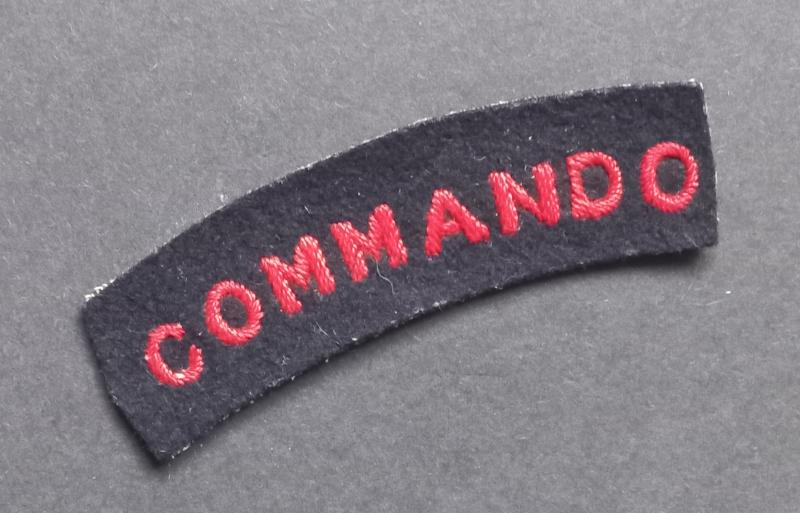 A superb - albeit regrettably single  - early embroided Commando shoulder title