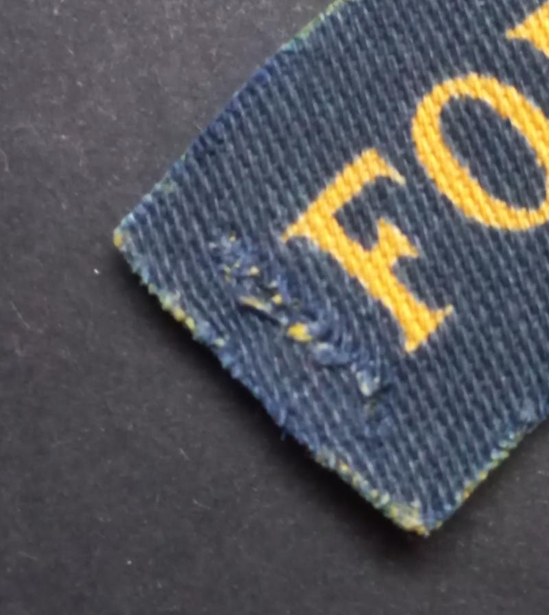 A attractive (Calico printers made) Fort Garry Horse printed shoulder title