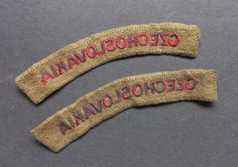 A attractive - issued full matching British made - set of National Free Czechoslovakia shoulder titles