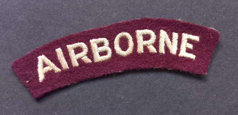 A neat example of a single, but nevertheless difficult to find mid war period curved Airborne shoulder title