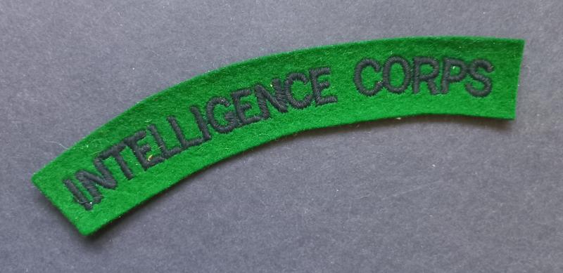 A attractive - albeit regrettably single - embroided Intelligence Corps shoulder title