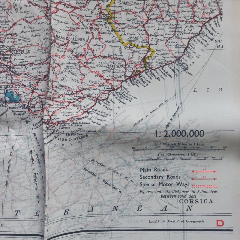 A superb (scale 1:2,000.000) silk escape map (showing Holland, Belgium, France and north Spain)