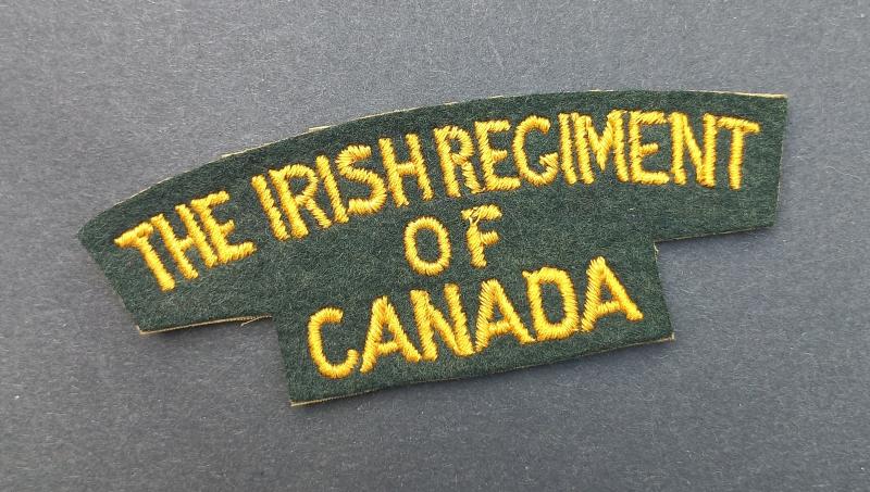 A perfect (British made white backing) Canadian The Irish Regiment of Canada embroided shoulder title
