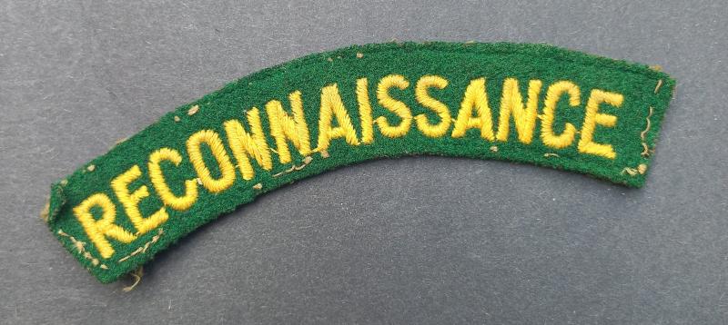 A attractive and nicely embroided Reconnaissaince shoulder title with a so called 'large block type' lettering
