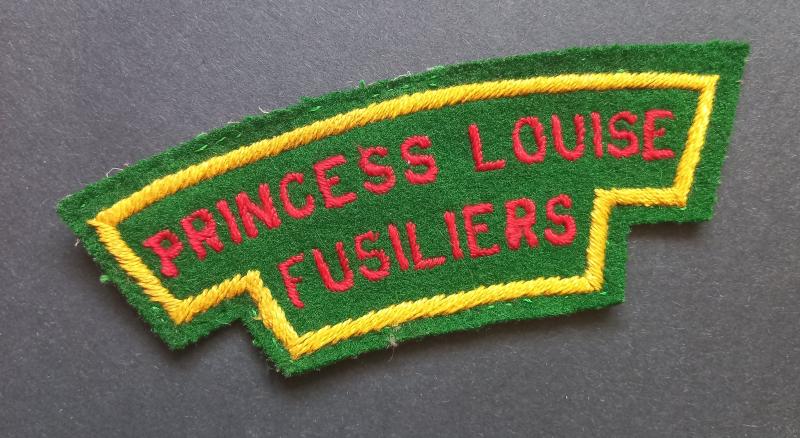 A superb and issued (typical British made) Canadian Princess Louise Fusiliers embroided shoulder title