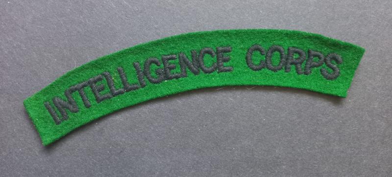 A attractive - albeit regrettably single - embroided Intelligence Corps shoulder title